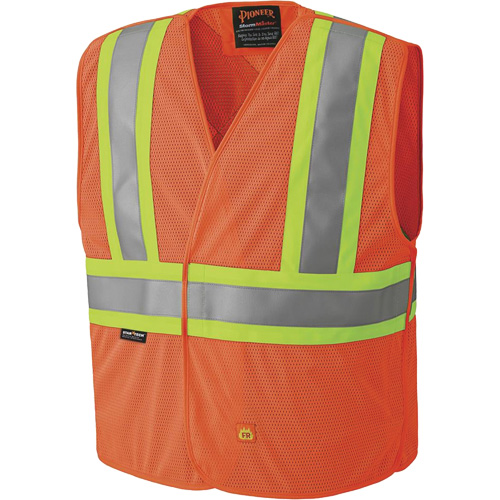 6914A Veste de s&eacute;curit&eacute; ignifug&eacute;e, Orange haute visibilit&eacute;, Moyen/Petit, Polyester Superchem Industries