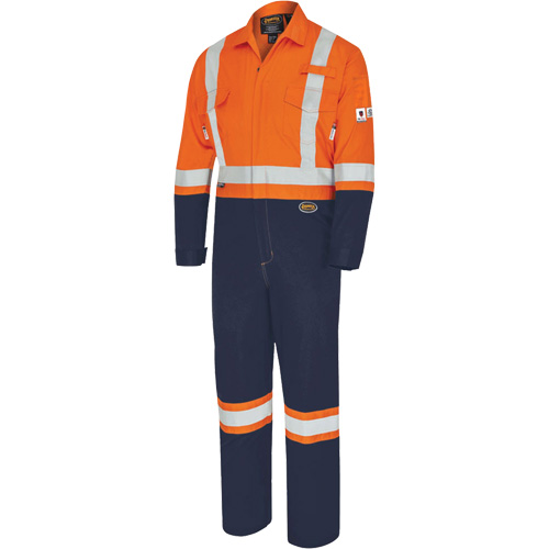 7702BB FR-Tech&reg; 2-Tone Safety Coverall, Size 36, Navy Blue/Orange, 10 cal/cm² Superchem Industries