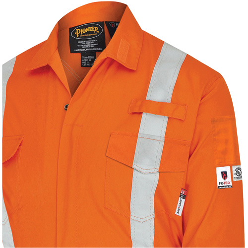 7702BB FR-Tech&reg; 2-Tone Safety Coverall, Size 36, Navy Blue/Orange, 10 cal/cm² Superchem Industries