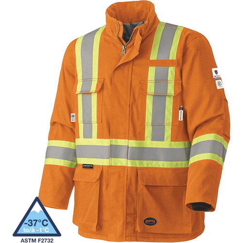 5533 Manteau de s&eacute;curit&eacute; ignifuge, Petit, Orange haute visibilit&eacute;, 58 cal/cm² Superchem Industries