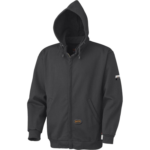 337 Flame-Resistant Zip Style Hoodie, Men's, X-Small, Black, 22 cal/cm² Superchem Industries