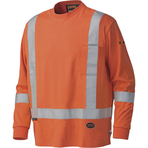 339SFA Flame-Resistant Long-Sleeved Safety Shirt, Small, High Visibility Orange Superchem Industries