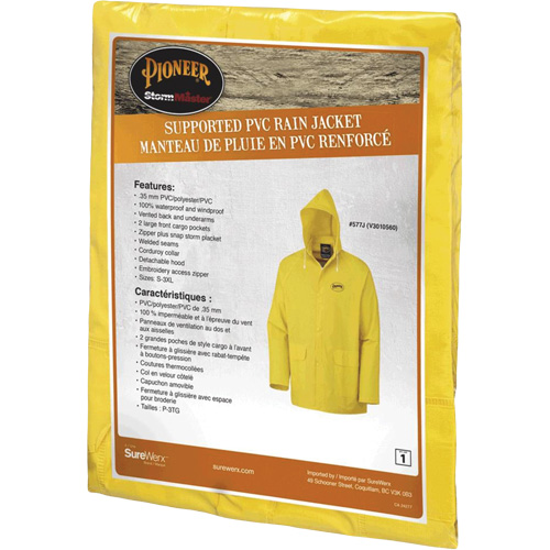 577J Rain Jacket, Polyester/PVC, Small, Yellow Superchem Industries