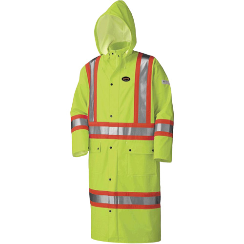 5897 Manteau long imperm&eacute;able et ignifuge, Grand, Jaune lime haute visibilit&eacute; Superchem Industries