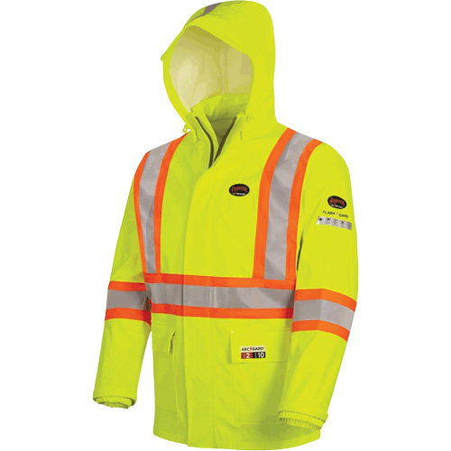 5881 Manteau de pluie ignifuge et protection contre les &eacute;clats d'arc &eacute;lectrique, T-petit, Jaune haute visibilit&eacute;, 10 cal/cm² Superchem Industries