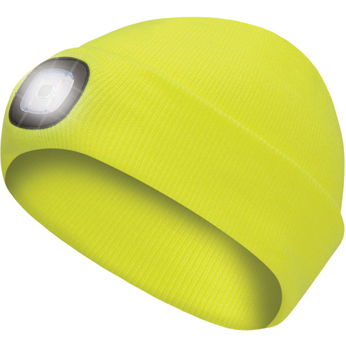 5676 Tuque en tricot avec lampe frontale &agrave; DEL, Doublure en Molleton, Taille unique, Jaune haute visibilit&eacute; Superchem Industries