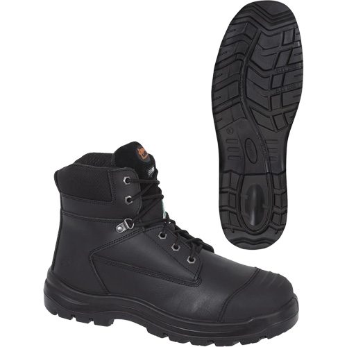 1025 Bottes de travail 6" noires, Cuir, Embout Acier, Taille 10 Superchem Industries