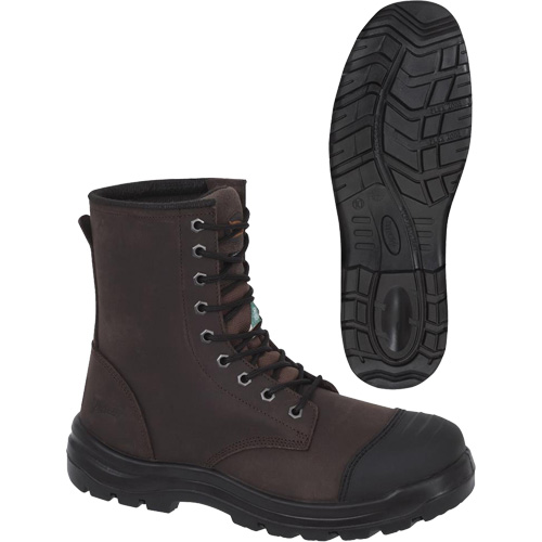 1028 Bottes de travail 8" marron, Cuir, Embout Acier, Taille 10 Superchem Industries