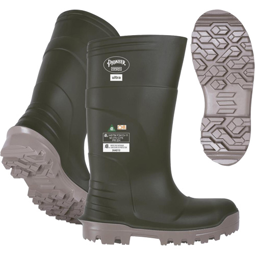 B105FUL.GR Pioneer Ultra Boots, Polyurethane, Steel/Composite Toe, Size 6, Puncture Resistant Sole Superchem Industries