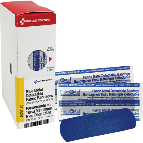 Fabric Blue Detectable Bandages, Rectangular/Square, 1", Fabric Metal Detectable, Sterile Superchem Industries