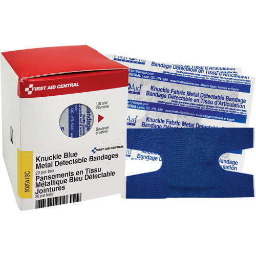 Knuckle Blue Detectable Bandages, Knuckle, Fabric Metal Detectable, Sterile Superchem Industries
