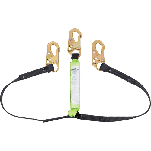 SA-64000-6 Shock Absorbing Lanyard, 6', Snap Hook Center, Snap Hook Leg Ends, Polyester Superchem Industries