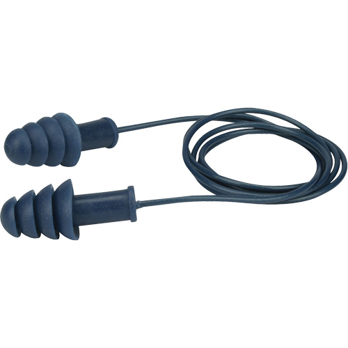Metal-Detectable Reusable TPR Earplugs, Corded, Bulk - Box, 27 dB NRR, One-Size Superchem Industries