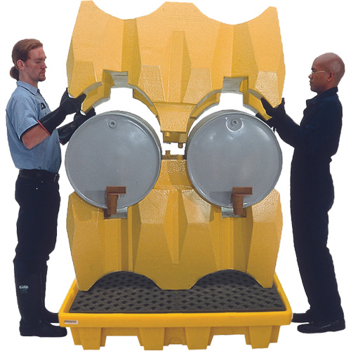 Syst&egrave;me de confinement Ultra-Drum avec drain pour 4 barils, 53" lo x 53" la x 77,8" ha, 3000 gal. US Capacit&eacute; Superchem Industries
