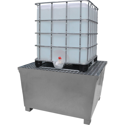 Ultra-IBC Spill Pallet en acier, Capacit&eacute; de d&eacute;versement 370 gal. US, 57,6" x 34,7" x 56,9" Superchem Industries