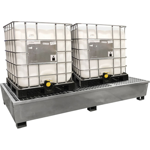 Steel Ultra-Twin IBC Spill Pallet&reg;, 370 US gal. Spill Capacity, 103.8" x 26.8" x 51.1" Superchem Industries