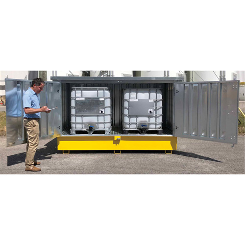 Steel Ultra-Twin IBC Hard Top, 123.4" L x 73.4" W x 66.4" H, 12250 lbs. Load Capacity Superchem Industries
