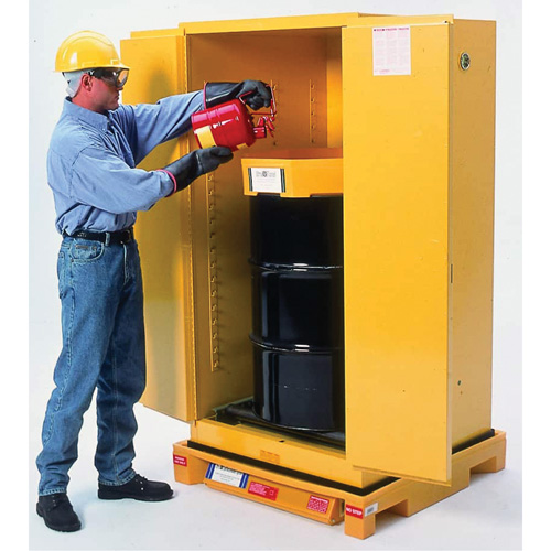 Single Drum Ultra-Safety Cabinet Bladder System&reg;, 37.8" L x 37.8" W x 6.3" H, 1500 lbs. Load Capacity Superchem Industries