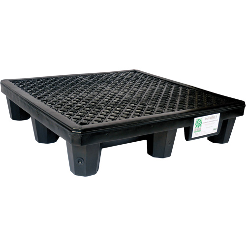 Ultra-Spill Pallet mod&egrave;le &eacute;conomique, 4 barils, Capacit&eacute; de d&eacute;versement 66 gal. US, 53" x 53" x 11,8" Superchem Industries