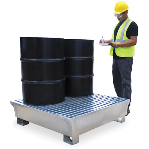 4-Drum Steel Ultra-Spill Pallet&reg;, 68 US gal. Spill Capacity, 49.1" x 47.1" x 10.9" Superchem Industries