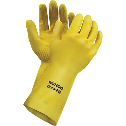 Dura-Fit Reusable Gloves, Size Small/7, 12" L, Latex, Flock-Lined Inner Lining, 20-mil Superchem Industries