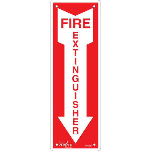 Enseigne Fire Extinguisher, 12" x 4", Aluminium, Anglais avec pictogramme Superchem Industries