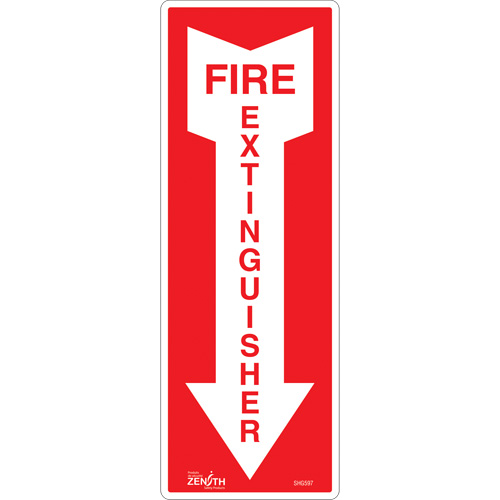 Enseigne Fire Extinguisher, 5" x 14", Vinyle, Anglais avec pictogramme Superchem Industries