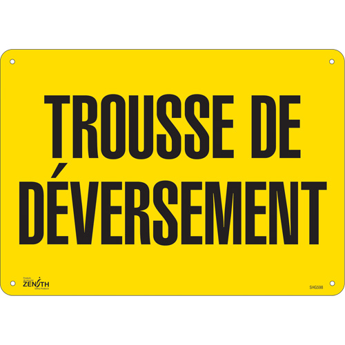 Enseigne  Trousse de d&eacute;versement , 10" x 14", Plastique, Français Superchem Industries