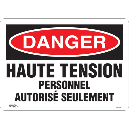 Enseigne  Haute tension , 10" x 14", Vinyle, Français Superchem Industries