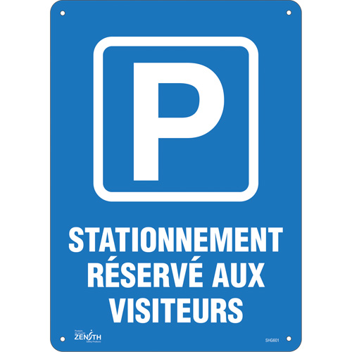 "Stationnement r&eacute;serv&eacute; aux visiteurs" Sign, 10" x 14", Plastic, French with Pictogram Superchem Industries