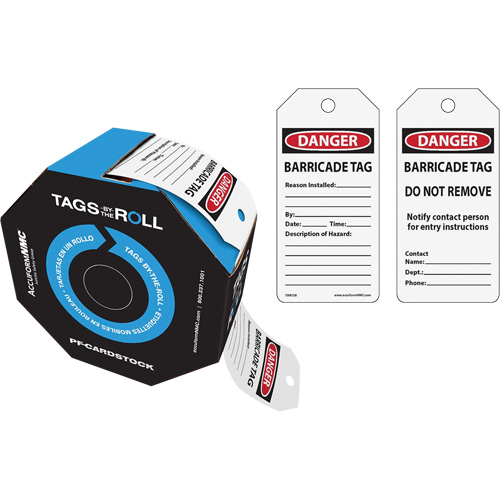 Danger Barricade Tags, Cardstock, 3" W x 6-1/4" H, English Superchem Industries