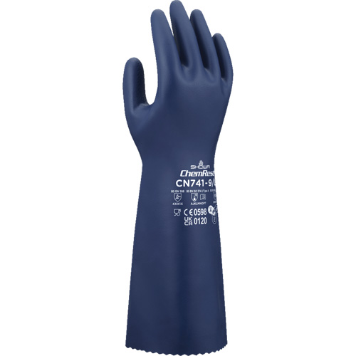 CN741 Chemical-Resistant Gloves, Size Small/7, 15" L, Nitrile, 15-mil Superchem Industries