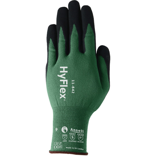 Gants polyvalents &eacute;coresponsables HyFlex 11-842, 5, R&ecirc;vetement Mousse de nitrile, Calibre 15, Enveloppe en Nylon Superchem Industries