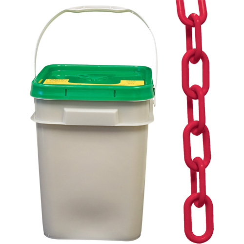 Chaîne de s&eacute;curit&eacute; en plastique robuste, Rouge, Maillon de 2", 120' de long Superchem Industries