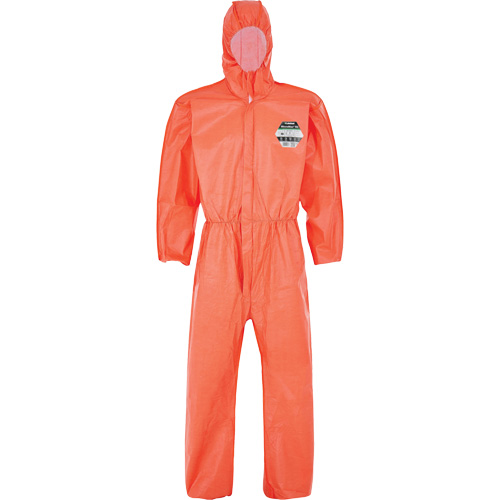 MicroMax&reg; NS Coverall with Elastic Hood, Cuffs, Waist & Ankles, Small, Orange, Microporous Superchem Industries