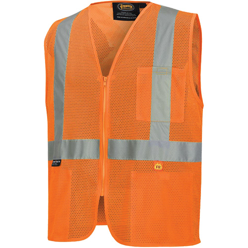 6943 Flame-Resistant Mesh Safety Vest, High Visibility Orange, Small, Polyester Superchem Industries