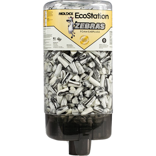 Distributeur de bouchons d'oreilles EcoStation avec des bouchons d'oreilles Zebras Superchem Industries
