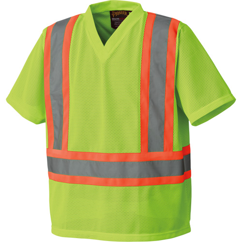 5993P Mesh Safety T-Shirt, Polyester, Small, High Visibility Lime-Yellow Superchem Industries