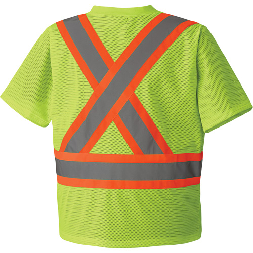 5993P Mesh Safety T-Shirt, Polyester, Small, High Visibility Lime-Yellow Superchem Industries