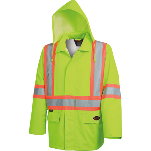 5628 The Rock  Waterproof Safety Jacket, Polyester/Polyurethane, High Visibility Lime-Yellow, Small Superchem Industries