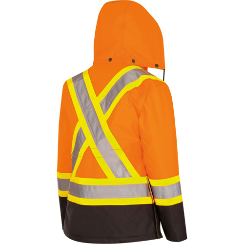 5020BBW Women's  7-in-1 Waterproof Jacket with Hood, Polyester/Polyurethane, High Visibility Orange, X-Small Superchem Industries