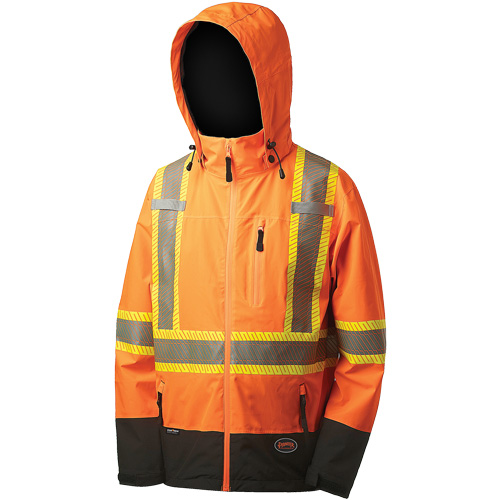 5220 Manteau de s&eacute;curit&eacute; imperm&eacute;able &agrave; coquille souple de premi&egrave;re qualit&eacute;, Polyester, Orange haute visibilit&eacute;, 2T-Grand Superchem Industries