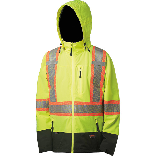 5221 Manteau de s&eacute;curit&eacute; imperm&eacute;able &agrave; coquille souple de premi&egrave;re qualit&eacute;, Polyester, Jaune lime haute visibilit&eacute;, Petit Superchem Industries