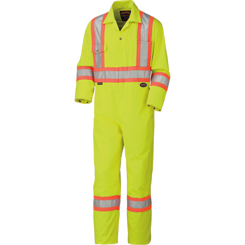 5512T High-Visibility Coveralls, 40 (Tall), High Visibility Lime-Yellow Superchem Industries
