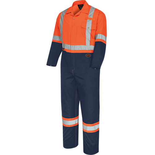 5514BB 2-Tone Safety Coveralls with Zipper Closure, 36, High Visibility Orange/Navy Blue Superchem Industries