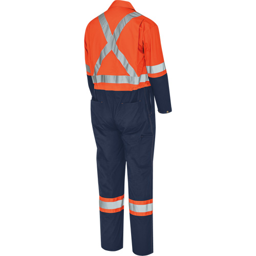 5514BB 2-Tone Safety Coveralls with Zipper Closure, 36, High Visibility Orange/Navy Blue Superchem Industries