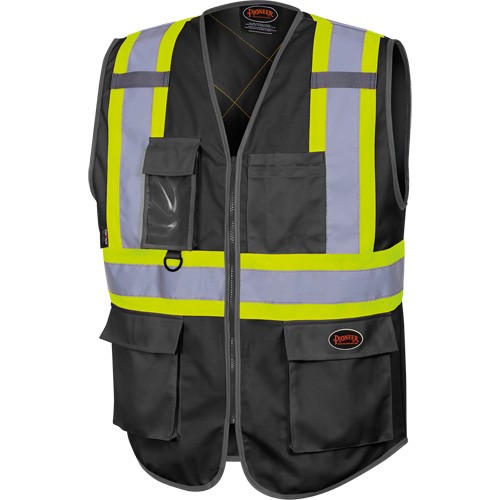 6959BK Veste de s&eacute;curit&eacute; haute visibilit&eacute; en tricot chaîne avec fermeture &agrave; glissi&egrave;re, Noir, T-petit, Polyester Superchem Industries