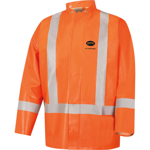 5990J Super Heavy-Duty FR/Arc Resistant Safety Rain Jacket, Small, High Visibility Orange, 11 cal/cm² Superchem Industries