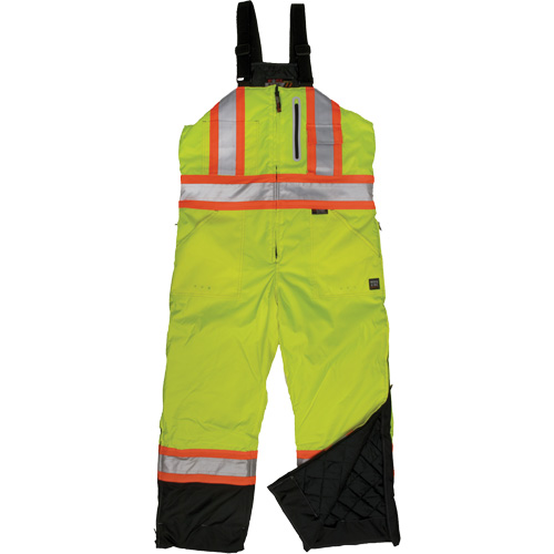 Ripstop Insulated Safety Bib Overall, Polyester, X-Small, High Visibility Lime-Yellow Superchem Industries