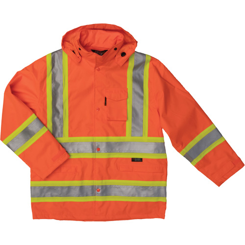 Manteau de s&eacute;curit&eacute; imperm&eacute;able en tissu ind&eacute;chirable Ripstop, Polyester, 3T-Grand, Orange haute visibilit&eacute; Superchem Industries